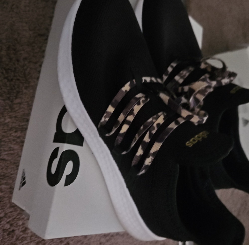 adidas Black Athletic Sneakers with Camoflauge Laces